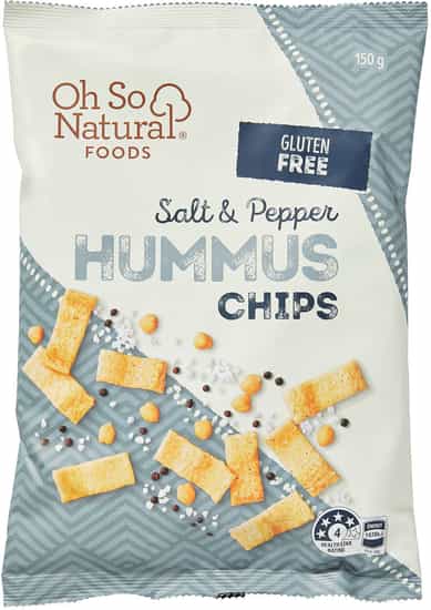 Oh So Natural Foods Salt & Pepper Hummus Chips (150 gs)