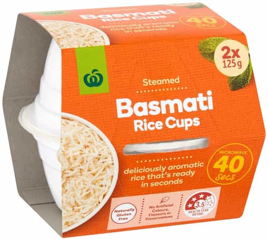Woolworths Basmati Rice Microwave Cups (125 g × 2 pks)