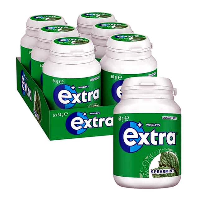 Wrigley's Sugar Free Extra Spearmint Gum Bottles (64 g x 6 pk)