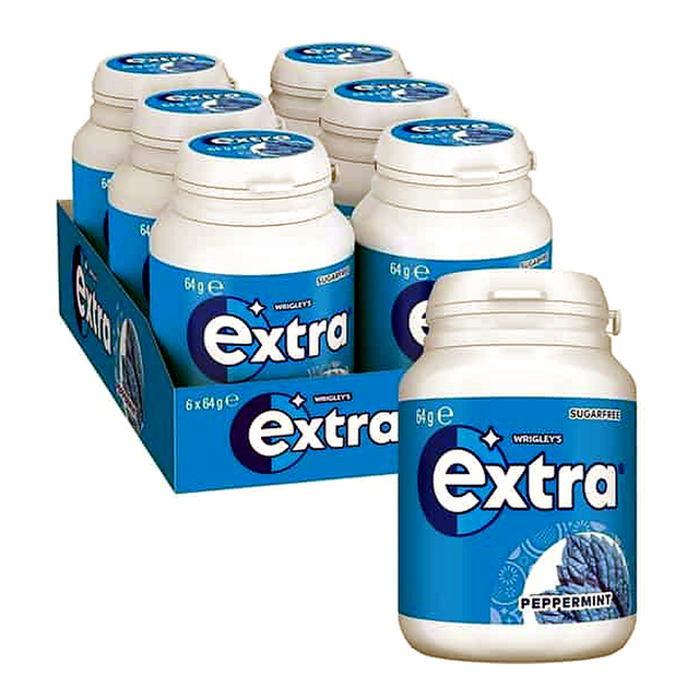 Wrigley's Sugar Free Extra Peppermint Gum Bottle (64 g x 6 pk)
