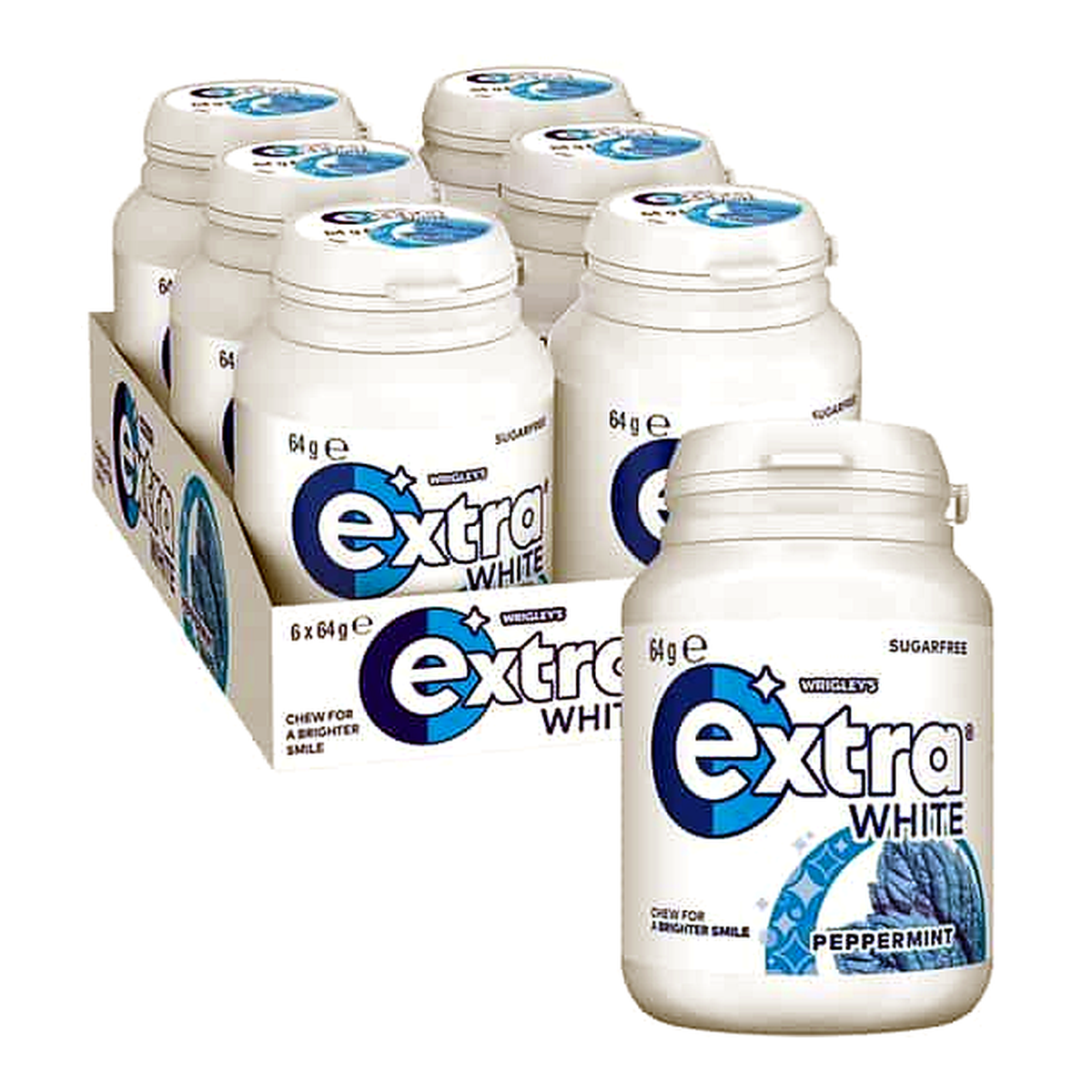 Wrigley's Sugar Free Extra White Peppermint Gum (64 g x 6 pk)