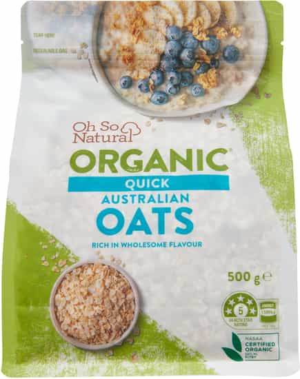 Oh So Natural Organic Quick Austrilian Oats (500 gs)