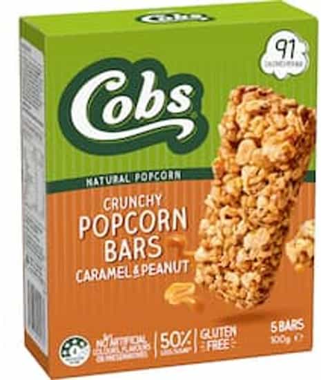 Cobs Caramel & Peanut Crunchy Popcorn Bars (100 g × 5 pks)