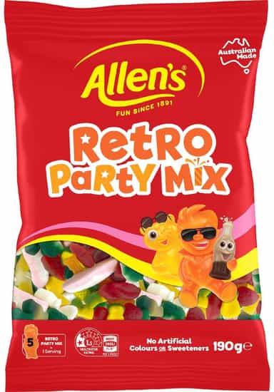 Allens Retro Party Mix Lollies Bag (190 gs)