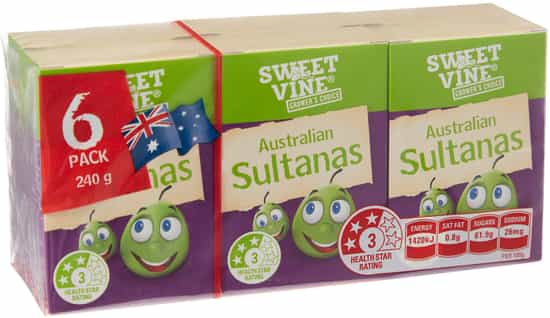 Sweet Vine Australian Sultanas Snack Pack (6 pks)