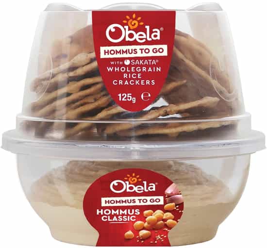 Obela Hommus To Go Classic & Sakata Crackers (125 gs)