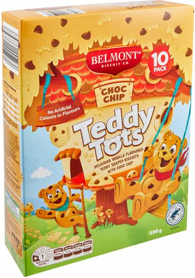Belmont Biscuit Co. Choc Chip Teddy Tots Biscuits 10 Pack (250 gs)