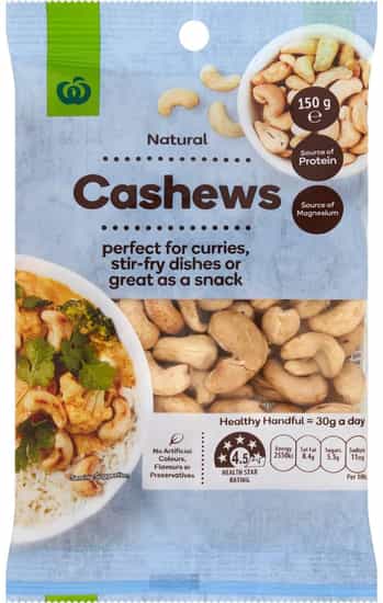 Woolworths Natural Cashews (150 gs)