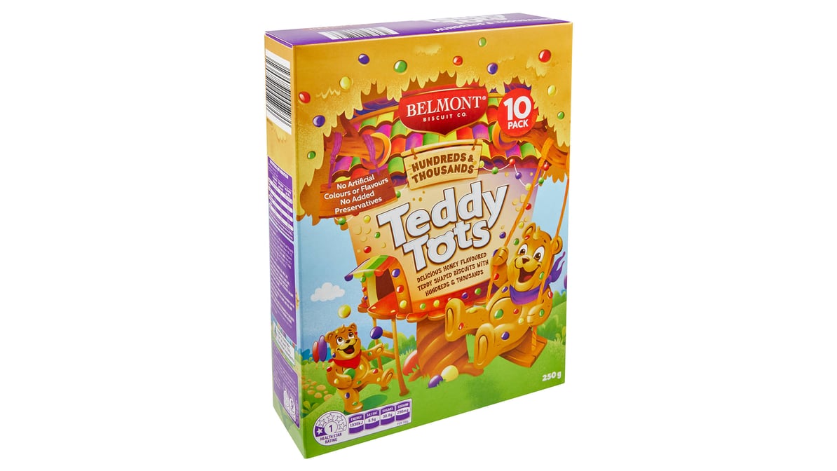 Belmont Biscuit Co Hundreds & Thousands Teddy Tots Biscuit (250 gs)