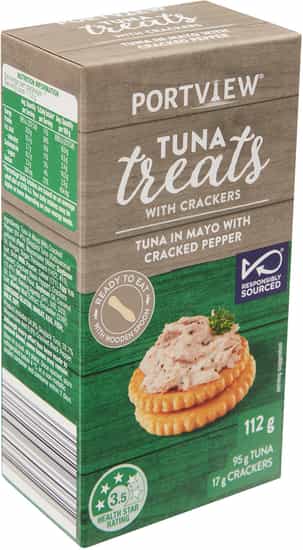 Portview Mayo Cracked Pepper Tuna Treats with Crackers (112 gs)