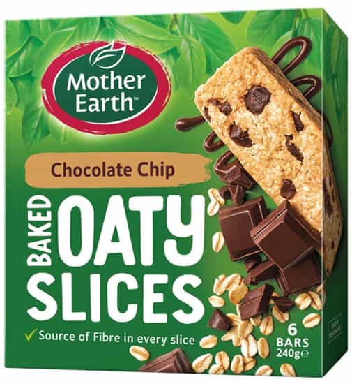 Mother Earth Chocolate Chip Baked Oaty Slices Bars (6 pks)