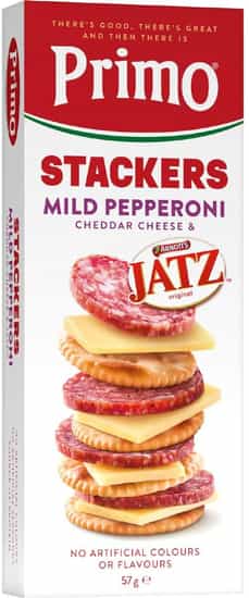 Primo Stackers Mild Pepperoni with Jatz Crackers and Cheddar Cheese (57 gs)
