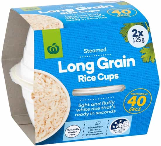 Woolworths Long Grain Rice Microwave Cups (250 g × 2 pks)