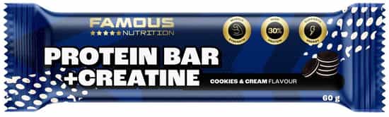 Famous Nutrition Protein & Creatine Bar Cookies & Cream (60 gs)