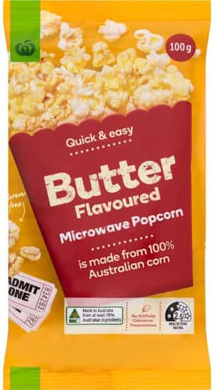 Woolworths Butter Flavoured Microwave Popcorn (100 gs)