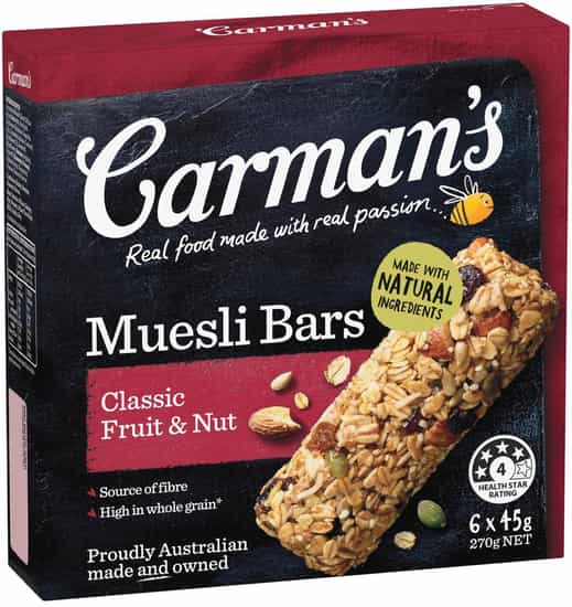 Carman's Classic Fruit & Nut Muesli Bars (45 g 6 pks)