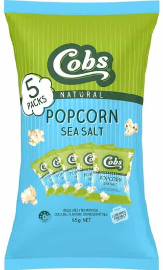 Cobs Sea Salt Popcorn Multipack Snacks (65 g × 5 pks)