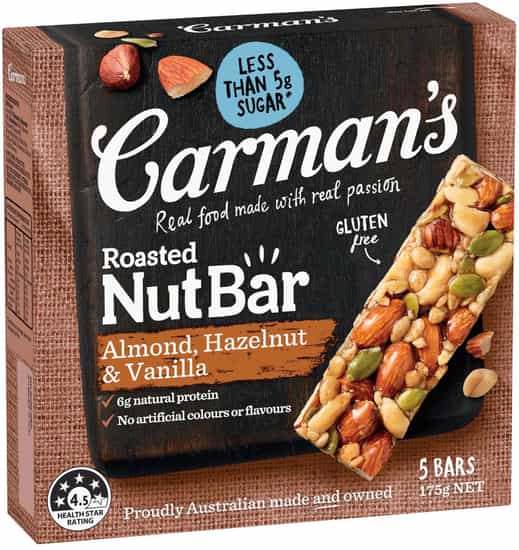 Carman's Gluten Free Almond Hazelnut & Vanilla Roasted Nut Bars (5 pks)