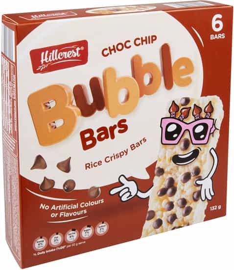 Hillcrest Bubble Bars Chocolate Chip 6 Pack (132 gs)