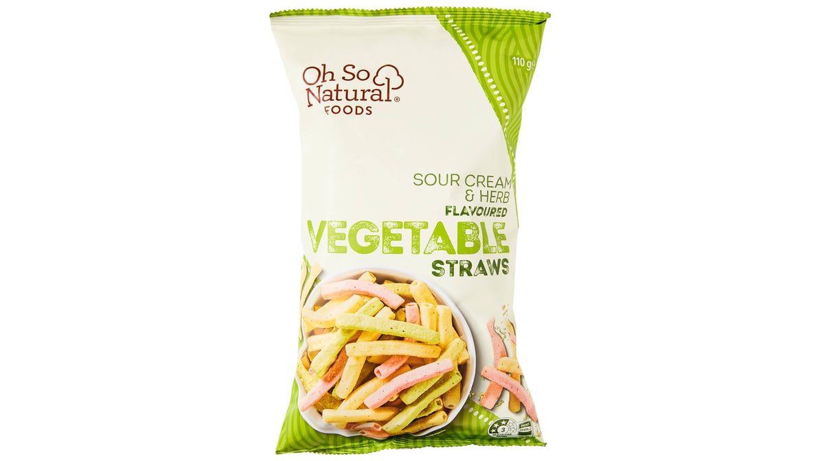 Oh So Natural Foods Vegetable Straws Sour Cream & Herb Flavoured (110 gs)
