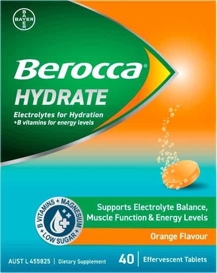 Berocca Hydrate Orange Effervescent Tablets (40 pk)