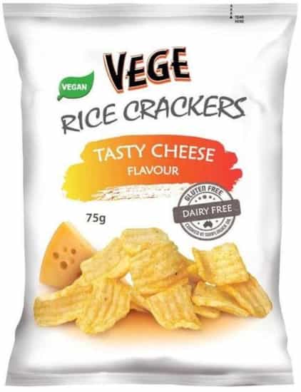 Vege Chips Gluten & Dairy Free Vegan Tasty Cheese Flavour Rice Crackers (75 gs)