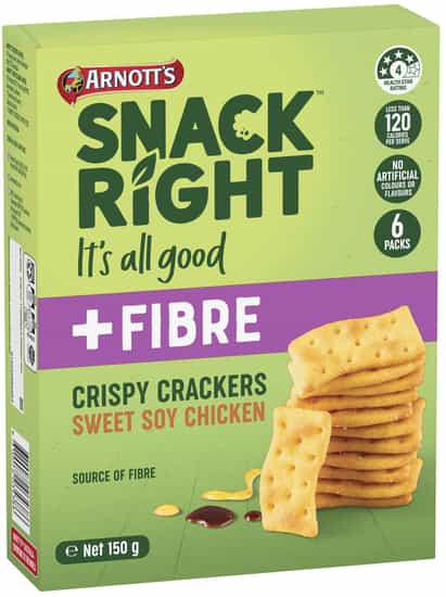 Arnott's Snack Right Sweet Soy Chicken Plus Fibre Crispy Crackers (150 gs)
