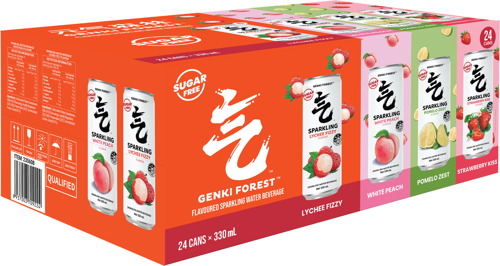 Genki Forest Mixed Flavour Sparkling Water (330 ml 脳 24 pk)