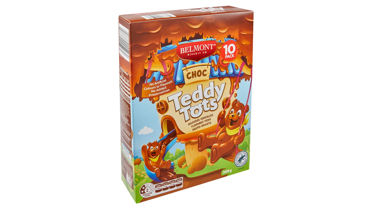 Belmont Biscuit Co. Choc Teddy Tots Biscuits 10 Pack (250 gs)