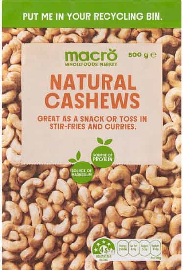 Macro Natural Cashew Kernels (500 gs)