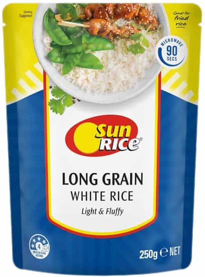 SunRice Microwave White Long Grain Rice Pouch (250 gs)