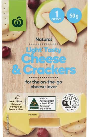 Woolworths Cheese & Crackers Light Tasty (50 gs)