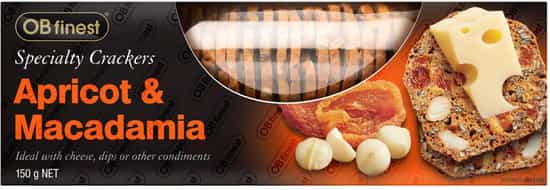 OB Finest Apricot & Macadamia Specialty Crackers (150 gs)