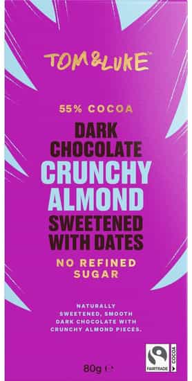 Tom & Luke Dark Chocolate Crunchy Almond Block (80 gs)