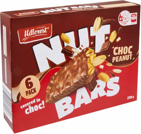Hillcrest Choc Peanut Nut Bars 6 Pack (210 gs)