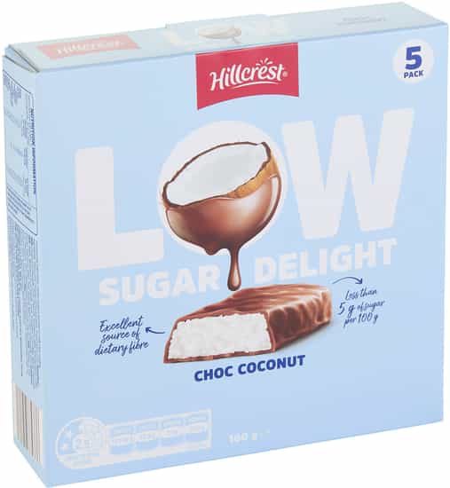 Hillcrest Low Sugar Choc Coconut Delight Bars (160 g 5 pks)