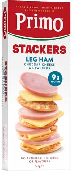 Primo Leg Ham, Cheddar Cheese & Crackers Stackers (50 gs)