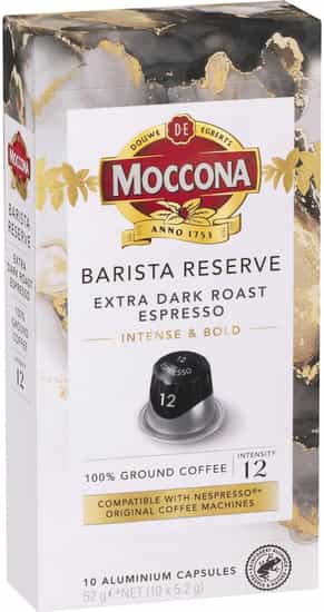 Moccona Intense 12 Extra Dark Espresso Coffee Pods (10 pks)