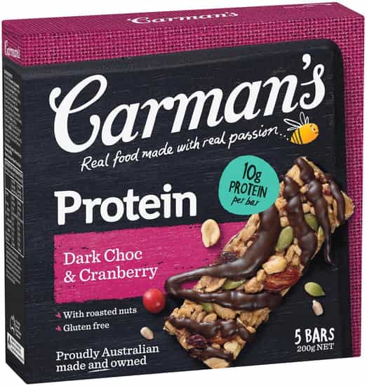 Carman's Dark Chocolate & Cranberry Protein Bars (40 g 5 pks)