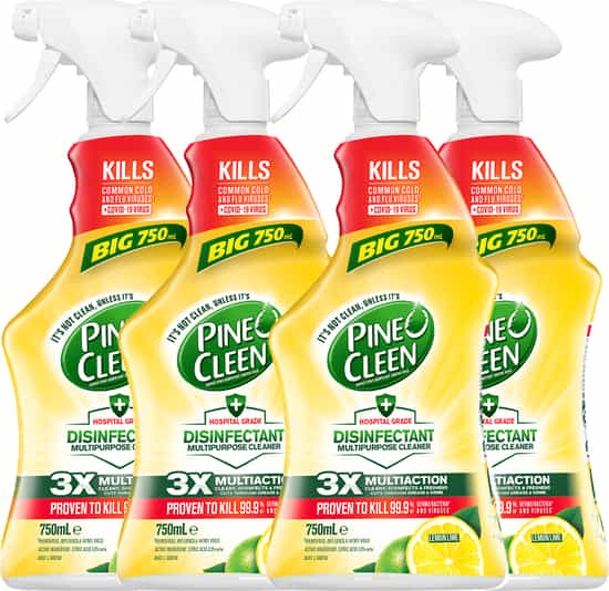Pine O Cleen Lemon and Lime Antibacterial Disinfectant Multi Purpose Trigger Spray (750 ml x 4 pk)