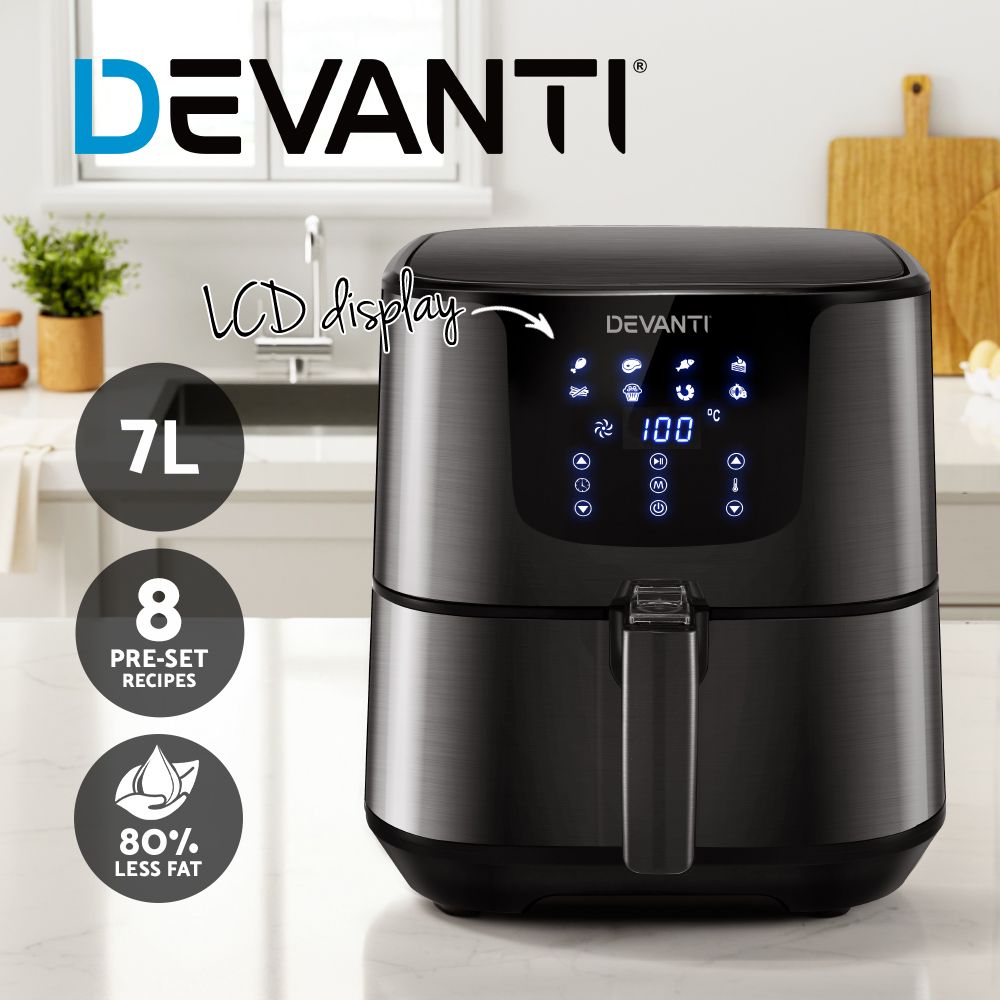 Devanti Air Fryer 7L LCD Fryers Black