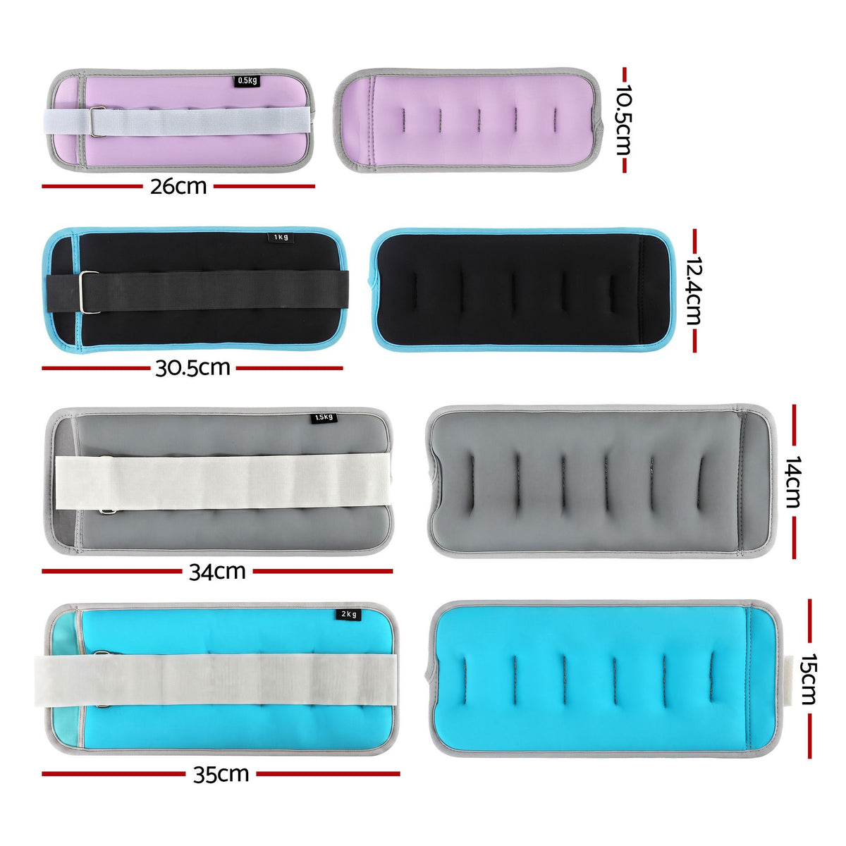 Everfit Ankle Wrist Weights for Women & Men, 4 Colors Set with 1 2 - AW-A-10-MC