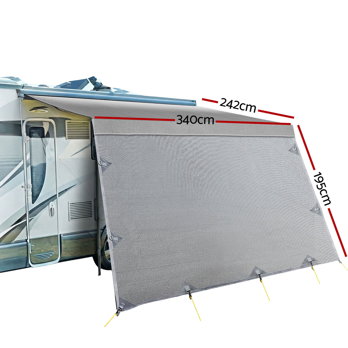 Weisshorn 12ft Caravan Awning Fabric & Privacy Screen RV Roll Out Sun Shade 3.4M