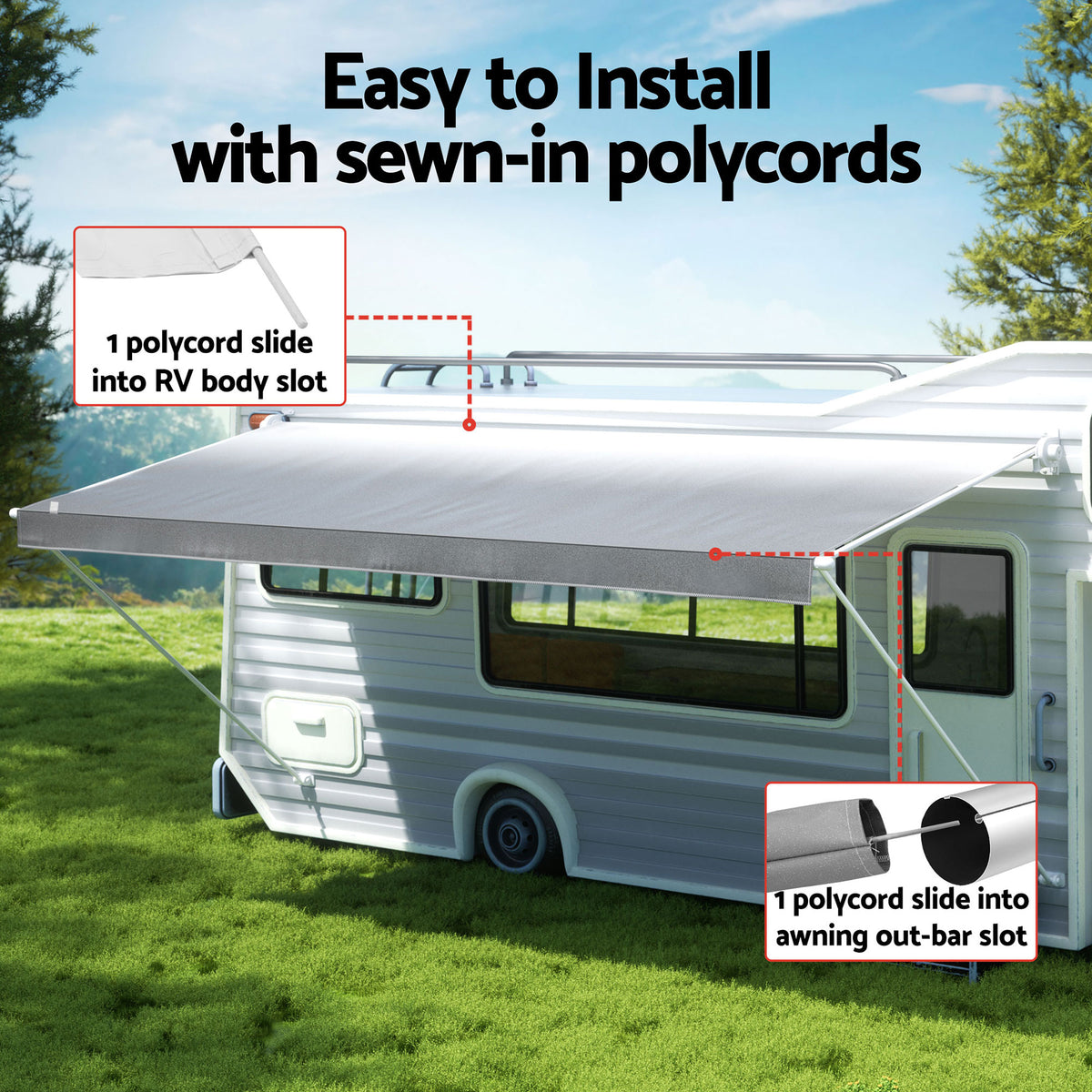 Weisshorn 12ft Caravan Awning Fabric & Privacy Screen RV Roll Out Sun Shade 3.4M