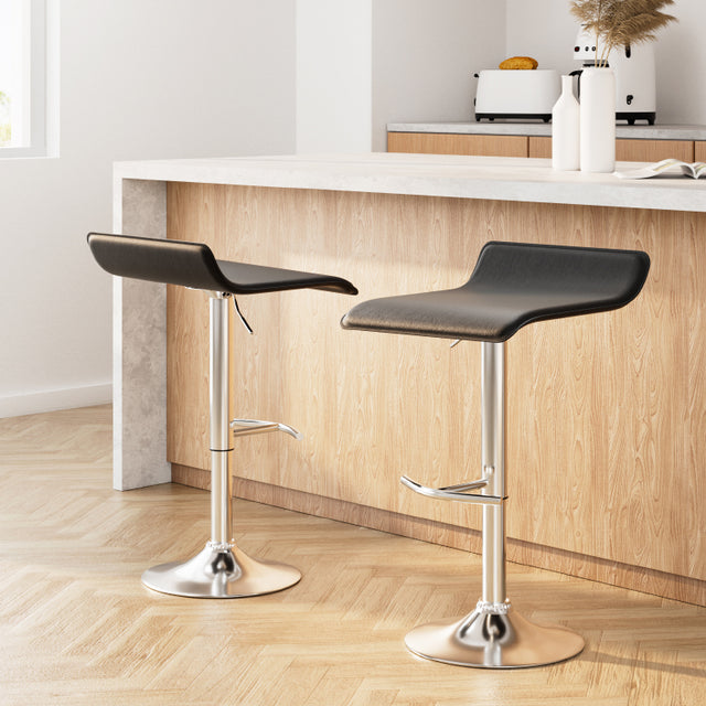 Artiss 2x Bar Stools Adjustable Gas Lift Chairs Black