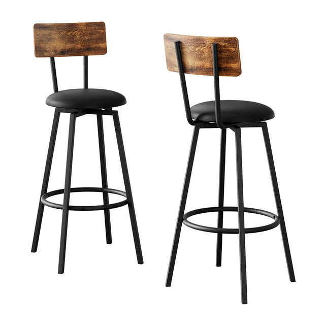 Artiss 2X Industrial Bar Stools Upholstered Counter Chairs Ste