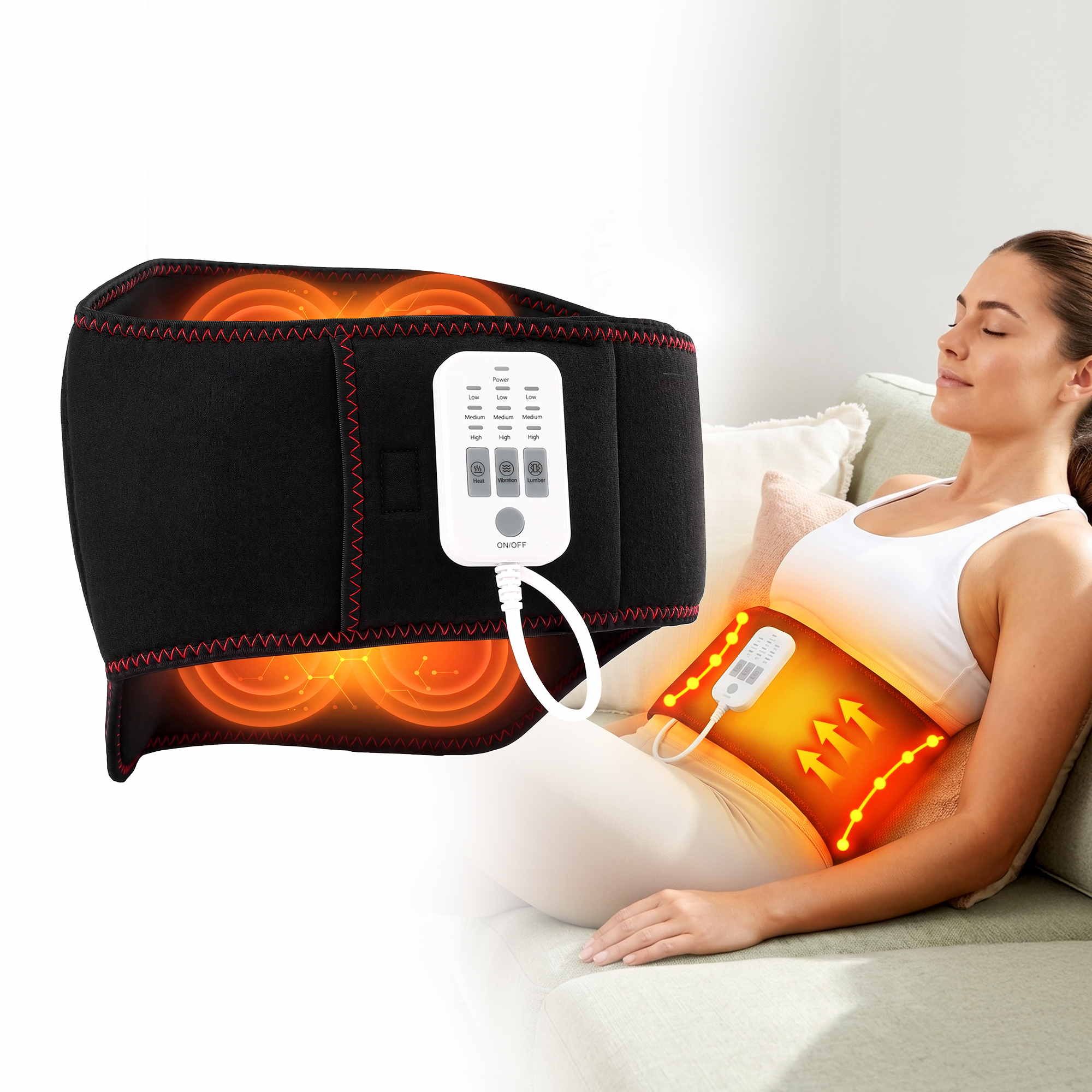 Livemor Back Massager for Sciatica Relief, Airbag Traction and Heat Lumbar Support Belt, 124cm