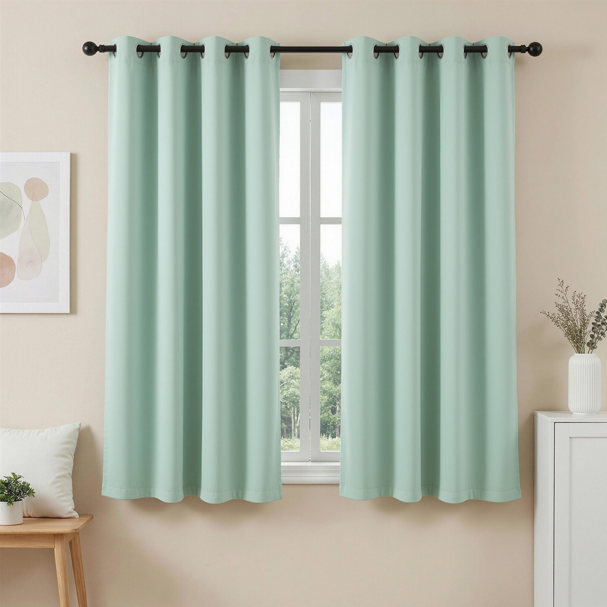 Artiss Blockout Curtains 2X 132x160cm Thermal Insulated Eyelet Drapes Green