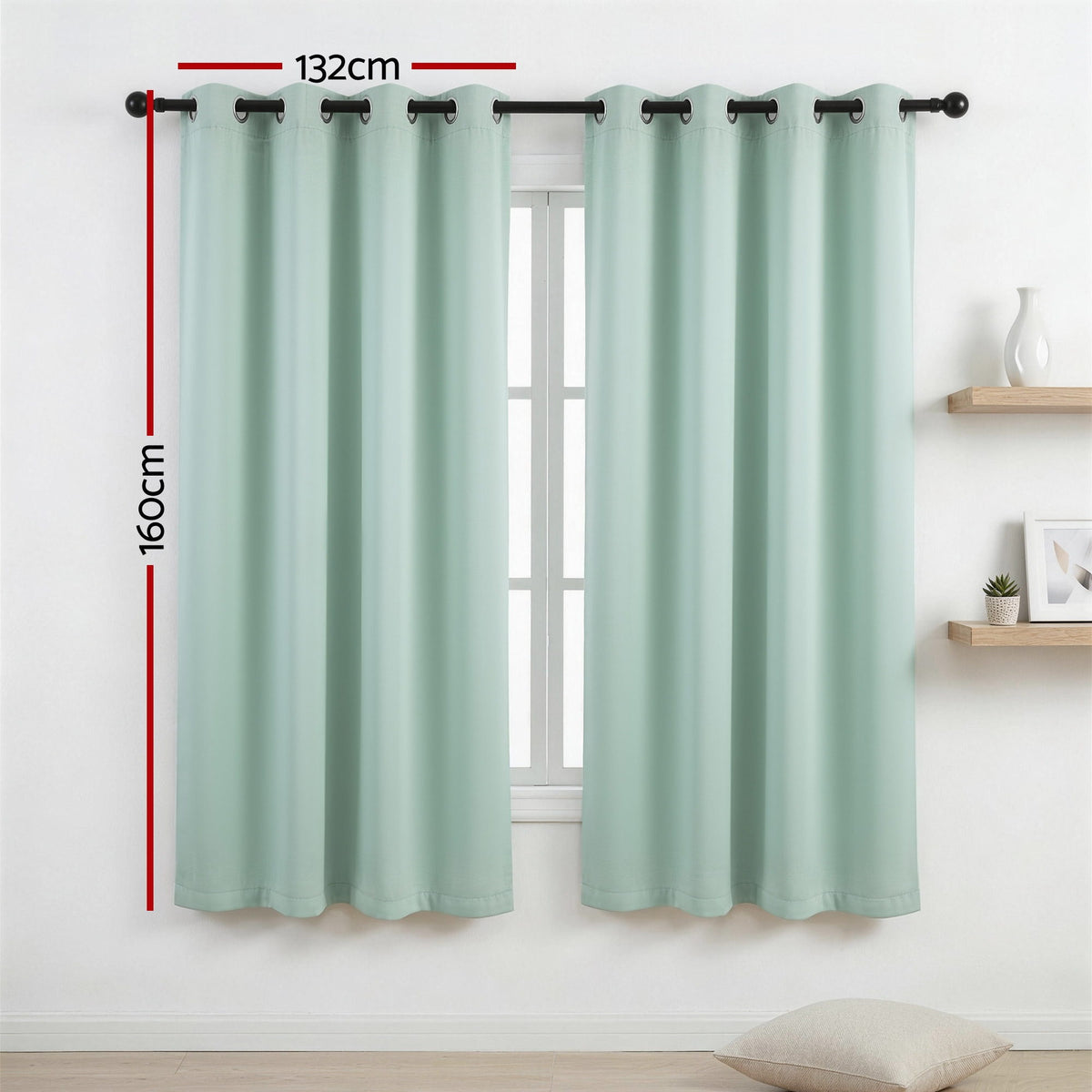 Artiss Blockout Curtains 2X 132x160cm Thermal Insulated Eyelet Drapes Green