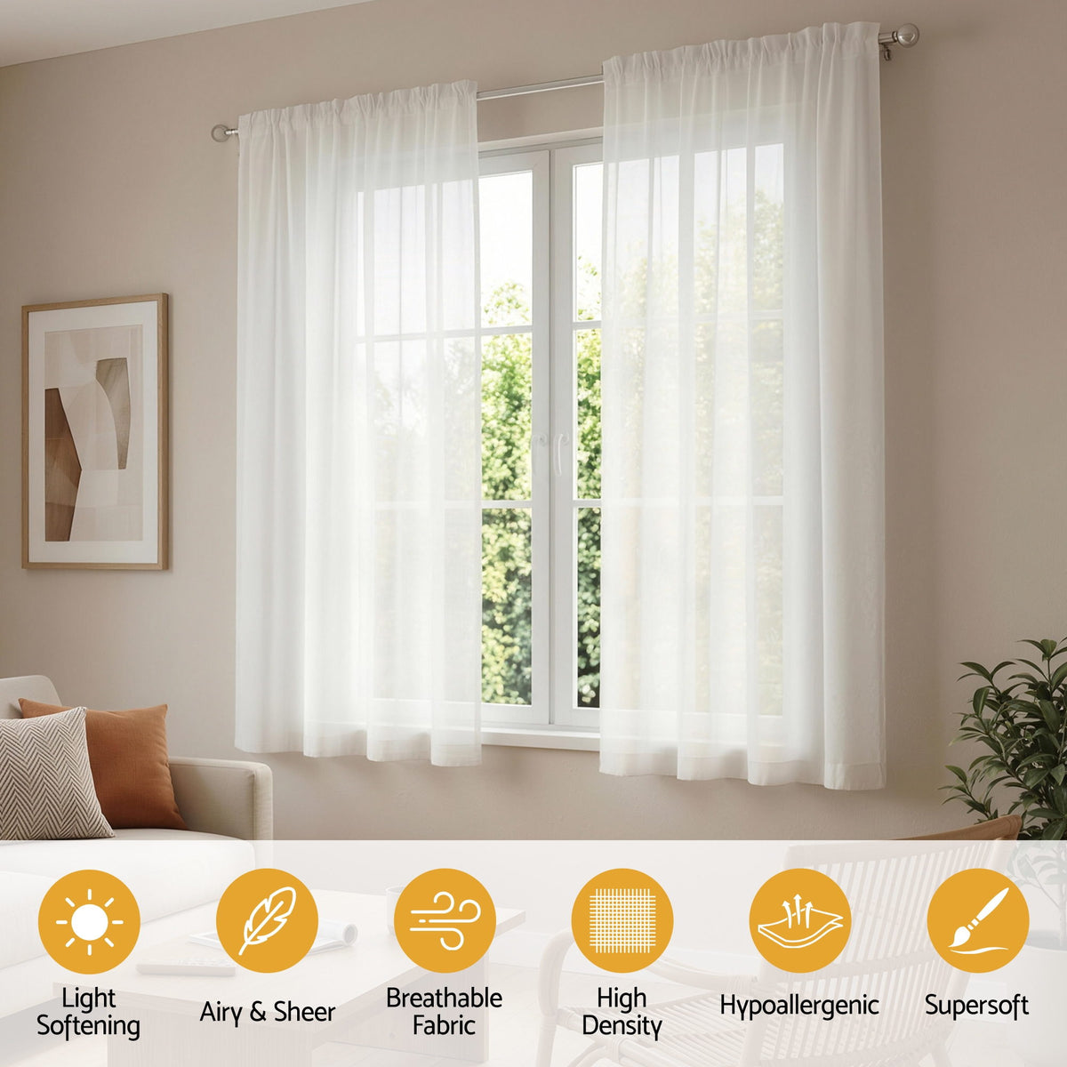 Artiss Blockout Curtains 2X 132x160cm Light Filtering Window Drapes Rod Pocket